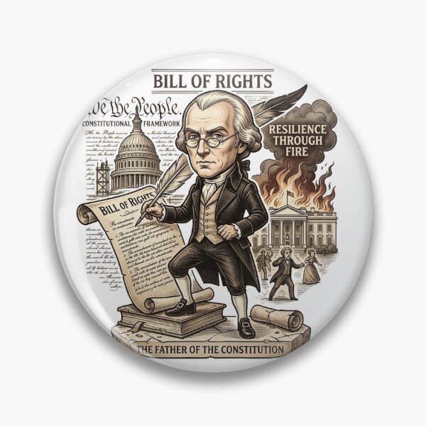 Item preview, 4th President: James Madison • Constitution Architect & Fire Script Sticker designed and sold by CleverCulture.