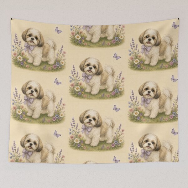 Item preview, Shih Tzu Puppy Dog Floral Baby Nursery Room designed and sold by DogGonePeople.