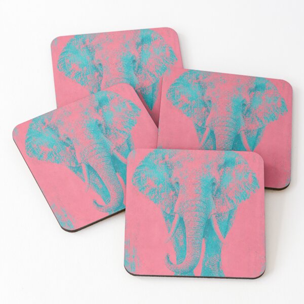 Item preview, Electric Turquoise Elephant — Pink Retro Painting designed and sold by Jandedan.