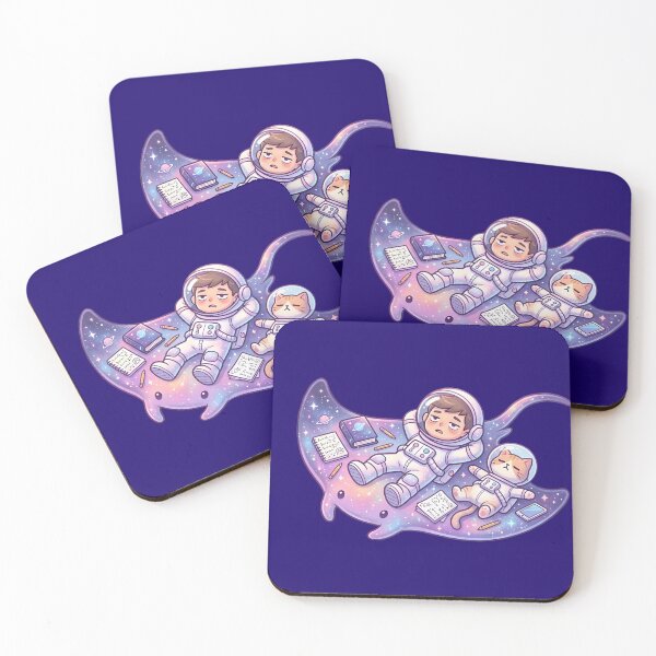 Item preview, Always Tired Space Astronaut Cat on Cosmic Manta Raye – Cute Burnout Aesthetic designed and sold by MHArtSpace.