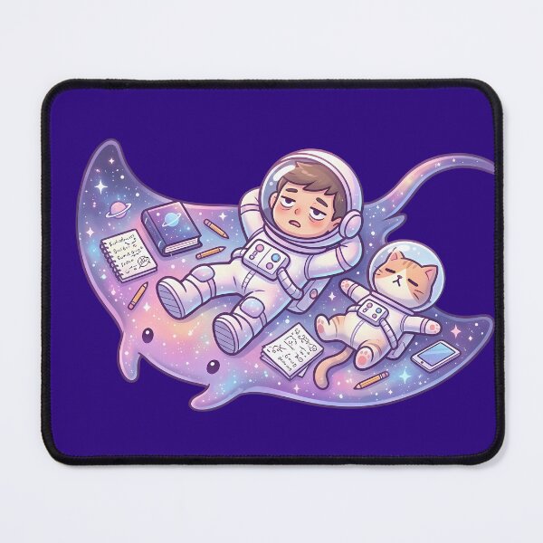 Item preview, Always Tired Space Astronaut Cat on Cosmic Manta Raye – Cute Burnout Aesthetic designed and sold by MHArtSpace.