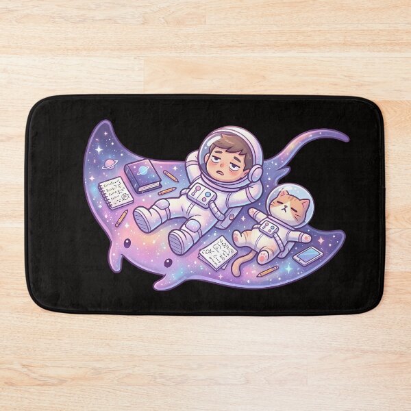 Item preview, Always Tired Space Astronaut Cat on Cosmic Manta Raye – Cute Burnout Aesthetic designed and sold by MHArtSpace.