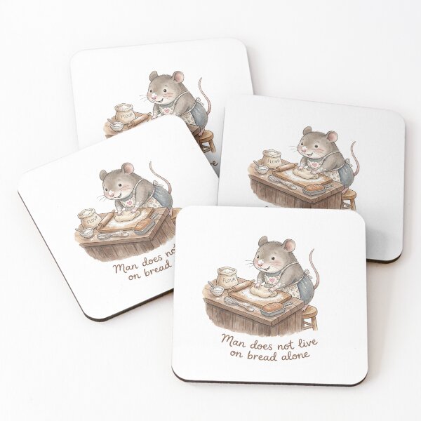 Item preview, Christian Cottagecore Mouse Baking Tote Bag Matthew 4 Not By Bread Alone Bible Verse Gift designed and sold by Small & Beloved.