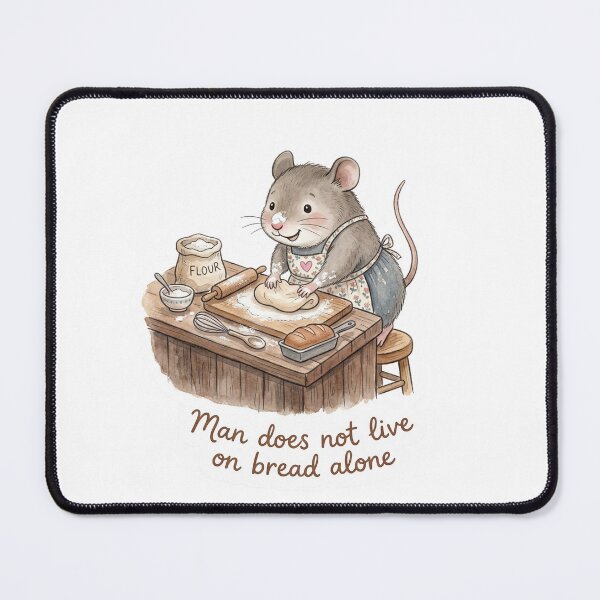 Item preview, Christian Cottagecore Mouse Baking Tote Bag Matthew 4 Not By Bread Alone Bible Verse Gift designed and sold by Small & Beloved.