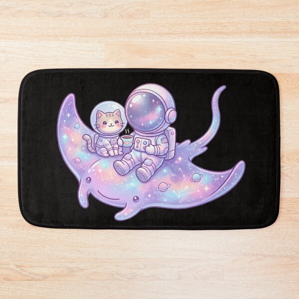 Item preview, Astronaut & Cat Coffee in Space – Cute Cosmic Companions on Galaxy Manta Ray designed and sold by MHArtSpace.