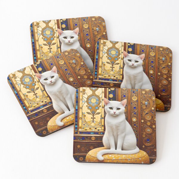 Item preview, Gustav Klimt Cat on Gold Cushion designed and sold by Vicky Brago-Mitchell®.