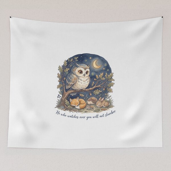 Item preview, Christian Cottagecore Owl Watching Tote Bag Psalm 121 He Who Watches Bible Verse Faith Gift designed and sold by Small & Beloved.