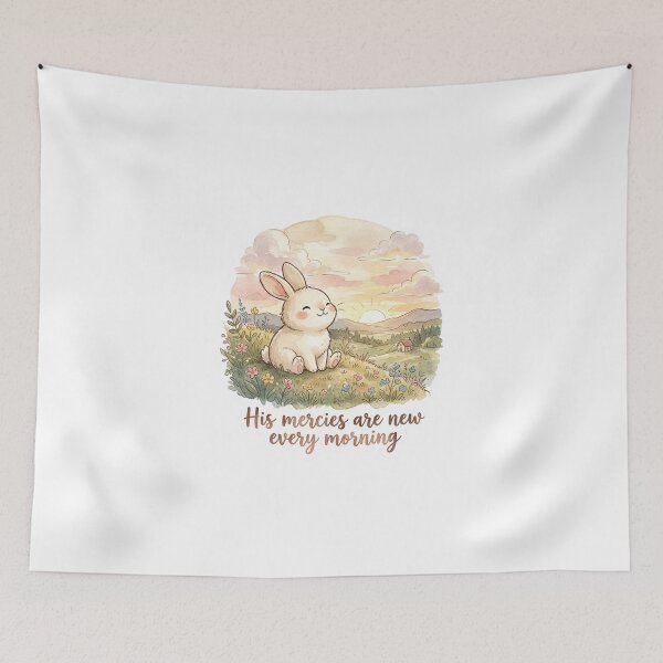 Item preview, Christian Cottagecore Bunny Sunrise Tote Bag Lamentations 3 New Every Morning Bible Verse Gift designed and sold by Small & Beloved.