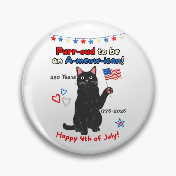Item preview, 4th of July 250th Purr-oud Black Cat designed and sold by MYCatStuff.