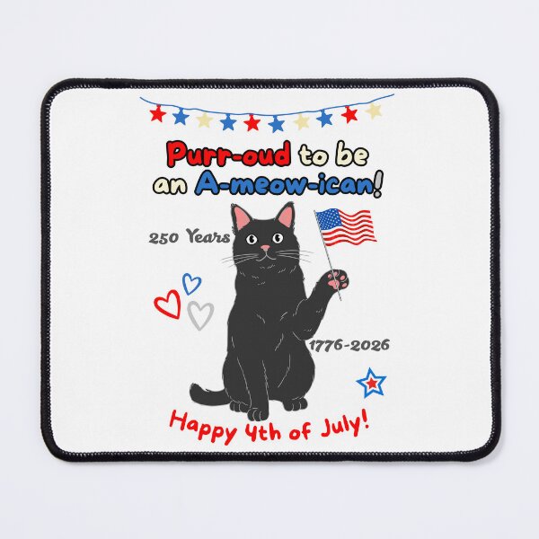 Item preview, 4th of July 250th Purr-oud Black Cat designed and sold by MYCatStuff.