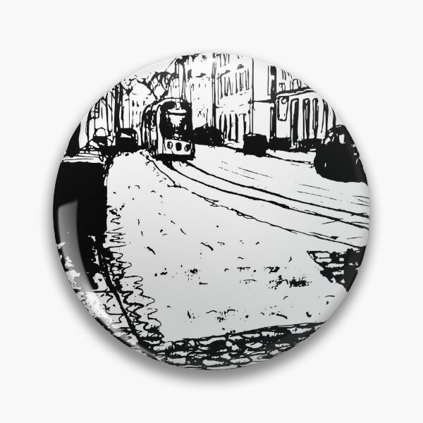 Item preview, Rothenburger Straße, black and white with train – Dresden 01099 designed and sold by UMA Urban Sketch.