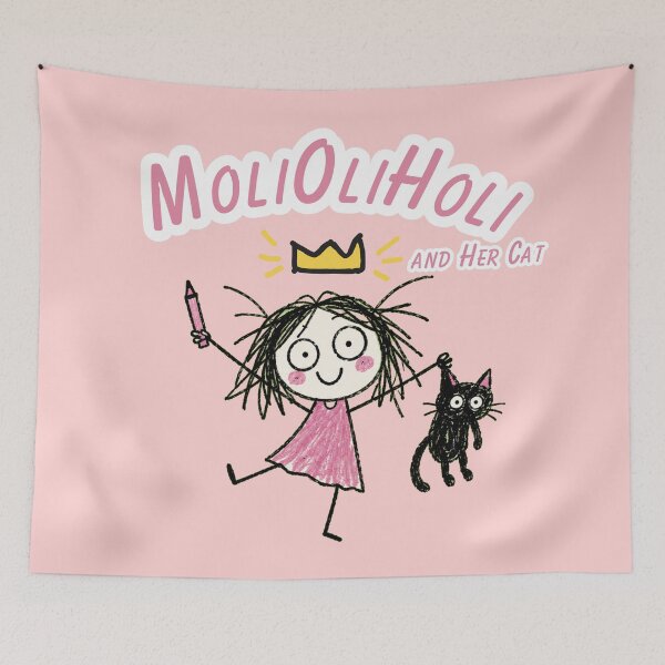 Item preview, MoliOliHoli and Her Cat – Cute Chaotic Doodle Art designed and sold by Jankes88.