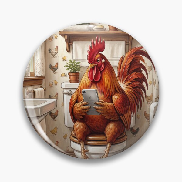 Item preview, Rooster on The Toilet with a Cell Phone designed and sold by DamesStudios.