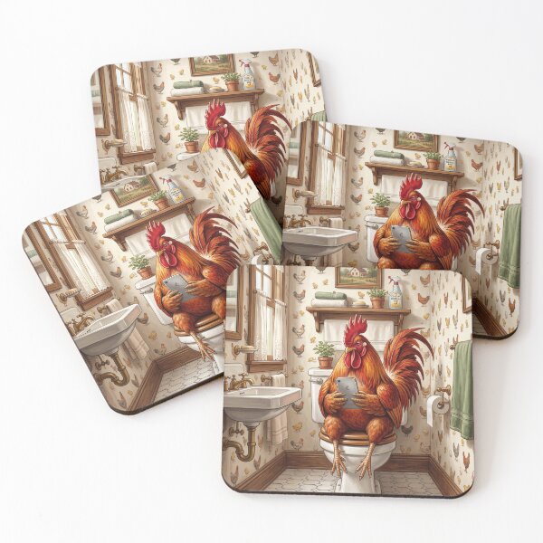 Item preview, Rooster on The Toilet with a Cell Phone designed and sold by DamesStudios.