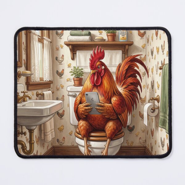 Item preview, Rooster on The Toilet with a Cell Phone designed and sold by DamesStudios.