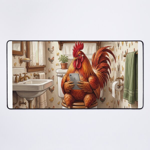 Item preview, Rooster on The Toilet with a Cell Phone designed and sold by DamesStudios.