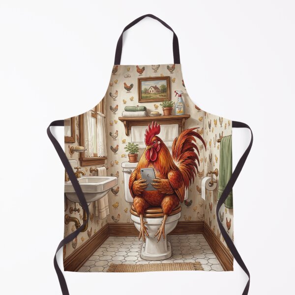Item preview, Rooster on The Toilet with a Cell Phone designed and sold by DamesStudios.