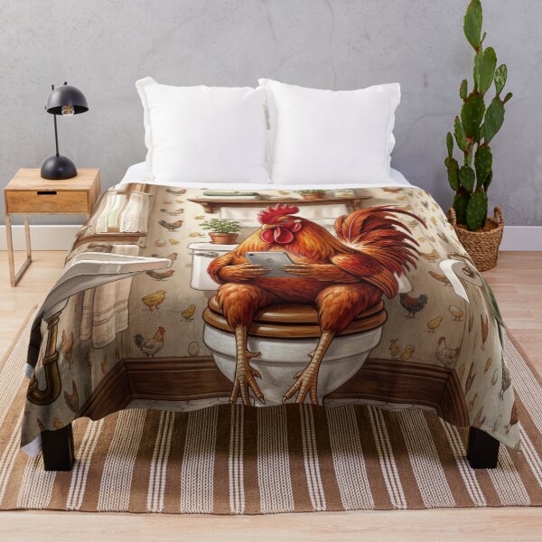 Item preview, Rooster on The Toilet with a Cell Phone designed and sold by DamesStudios.