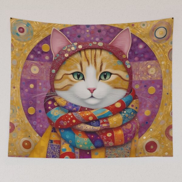 Item preview, Klimt Cat with Colorful Costume designed and sold by Vicky Brago-Mitchell®.