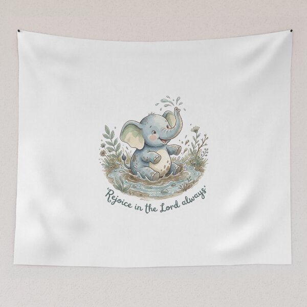 Item preview, Christian Cottagecore Elephant Joy Tote Bag Philippians 4 Rejoice in the Lord Bible Verse Gift designed and sold by Small & Beloved.