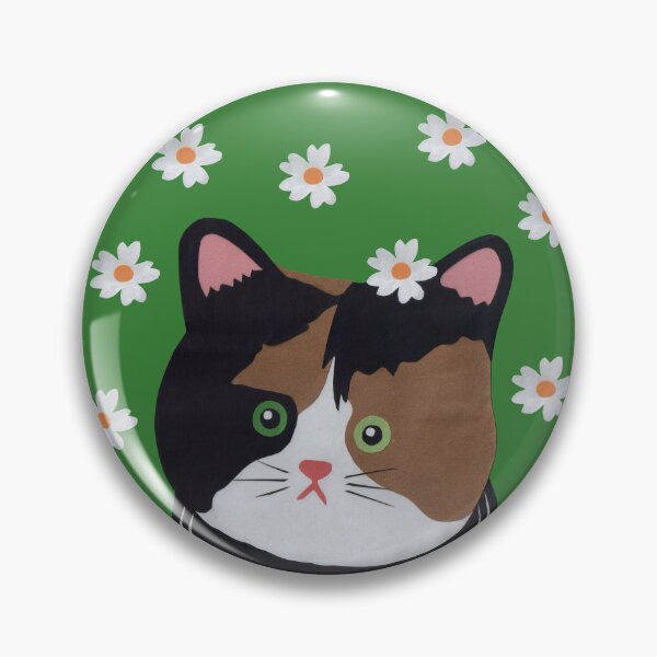 Item preview, A calico cat, wearing a daisy on its head, gazes absently in the a sea of ​​daisies. designed and sold by EmilyDouArt.