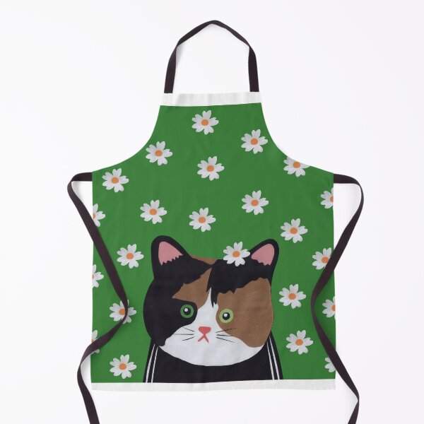 Item preview, A calico cat, wearing a daisy on its head, gazes absently in the a sea of daisies. designed and sold by EmilyDouArt.