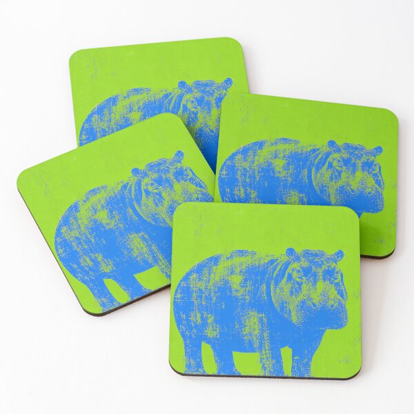 Item preview, Electric Blue Hippo — Green Retro Painting designed and sold by Jandedan.