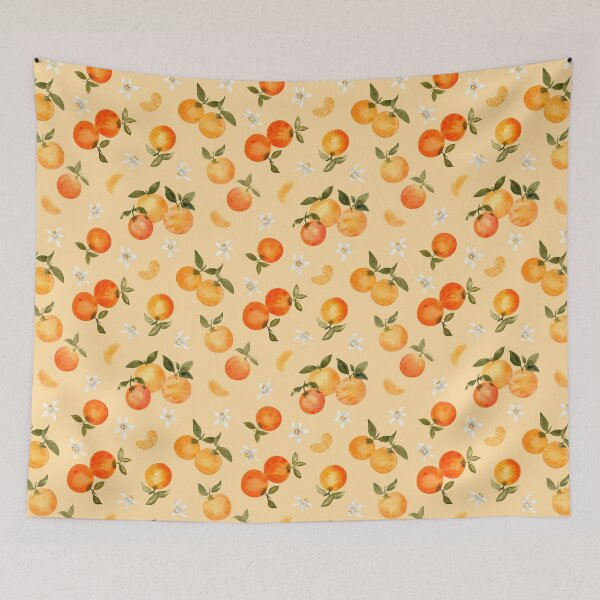 Item preview, Oranges and Orange Blossoms in Watercolor (Peach Background) designed and sold by andrebalest.art.