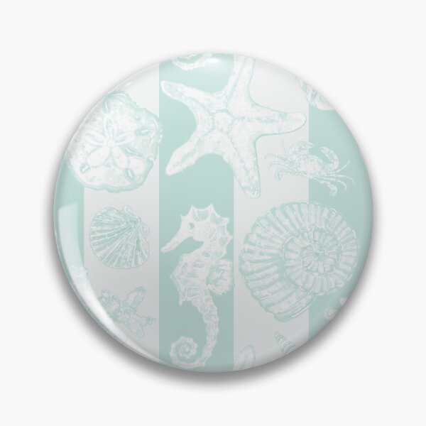 Item preview, Vintage White Washed Sea Life in Seafoam Cabana Stripes designed and sold by PD-Coastal.