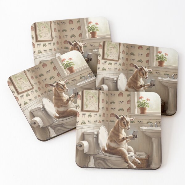 Item preview, Small Goat on a Toilet designed and sold by DamesStudios.