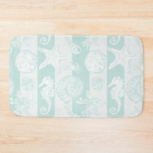 Item preview, Vintage White Washed Sea Life in Seafoam Cabana Stripes designed and sold by PD-Coastal.