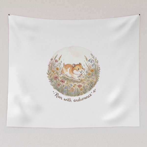 Item preview,  Christian Cottagecore Hamster Wildflowers Tote Bag Hebrews 12 Run With Endurance Bible Verse designed and sold by Small & Beloved.