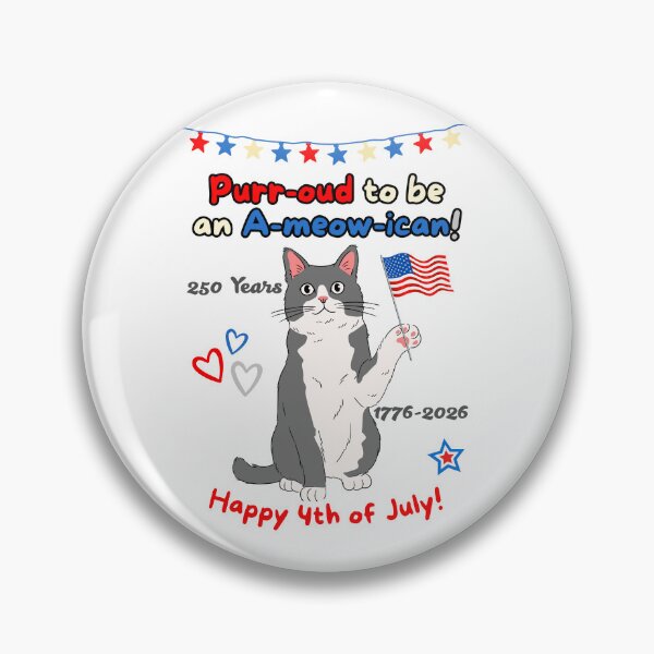 Item preview, 4th of July 250th Purr-oud Gray Cat designed and sold by MYCatStuff.