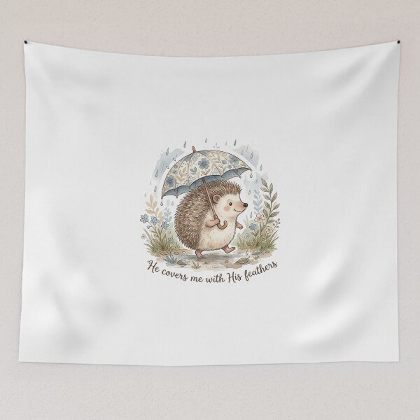 Item preview, Christian Cottagecore Hedgehog Umbrella Tote Bag Psalm 91 He Covers Me Bible Verse Faith Gift designed and sold by Small & Beloved.
