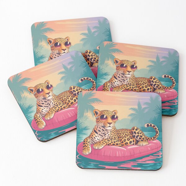 Item preview, Cool Leopard Pool Float Tropical Sunset Design | Retro Summer Jungle Aesthetic designed and sold by JadmeStudio.