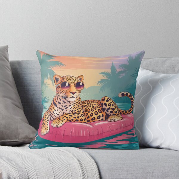 Item preview, Cool Leopard Pool Float Tropical Sunset Design | Retro Summer Jungle Aesthetic designed and sold by JadmeStudio.