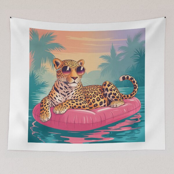 Item preview, Cool Leopard Pool Float Tropical Sunset Design | Retro Summer Jungle Aesthetic designed and sold by JadmeStudio.