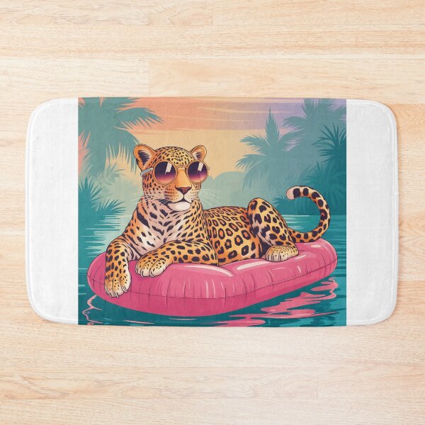 Item preview, Cool Leopard Pool Float Tropical Sunset Design | Retro Summer Jungle Aesthetic designed and sold by JadmeStudio.
