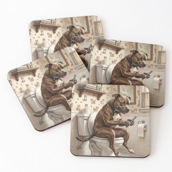 Item preview, Pitbull on a Toilet designed and sold by DamesStudios.