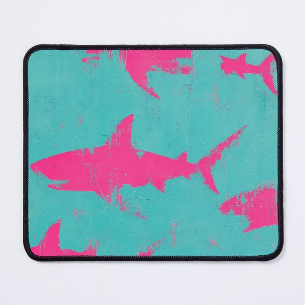 Item preview, Electric Pink Sharks — Turquoise Retro Painting designed and sold by Jandedan.