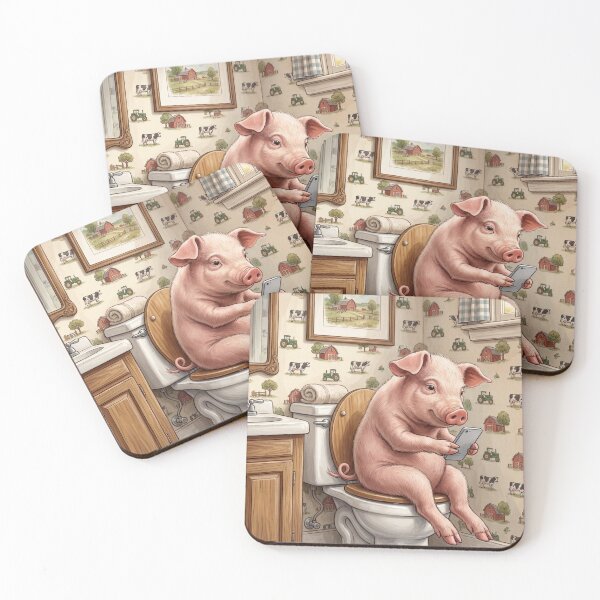 Item preview, Piggy on a Toilet designed and sold by DamesStudios.