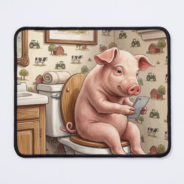 Item preview, Piggy on a Toilet designed and sold by DamesStudios.
