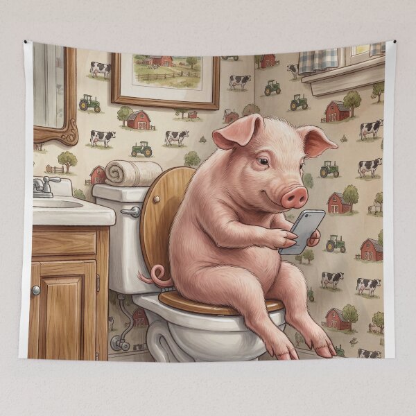Item preview, Piggy on a Toilet designed and sold by DamesStudios.