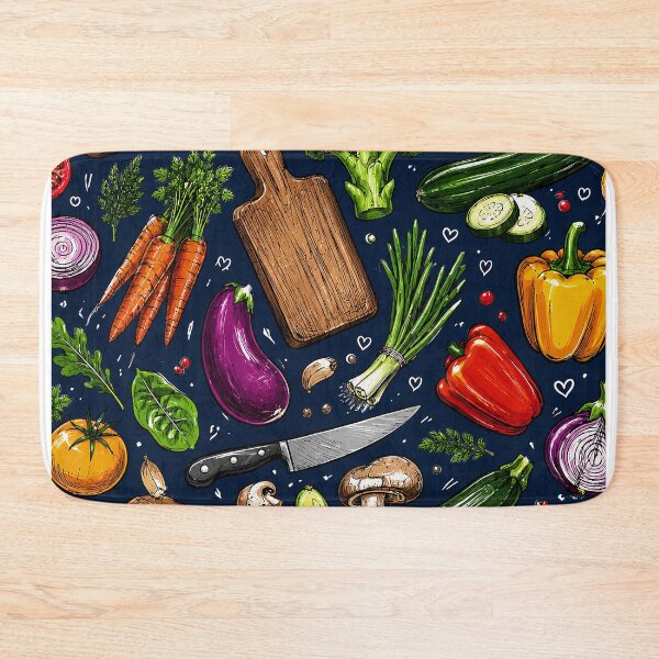 Item preview, Colorful Vegetable Kitchen Pattern Design – Retro Cooking & Healthy Food Aesthetic designed and sold by TheStephanieRome.