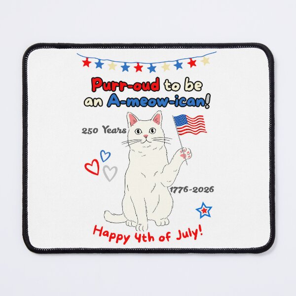 Item preview, 4th of July 250th Purr-oud White Cat designed and sold by MYCatStuff.