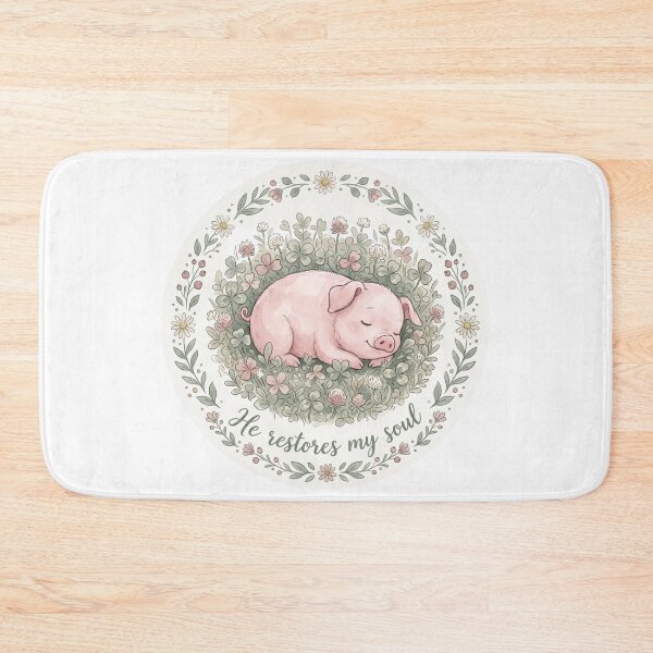 Item preview, Christian Cottagecore Piglet Clover Tote Bag Psalm 23 He Restores My Soul Bible Verse Gift designed and sold by Small & Beloved.