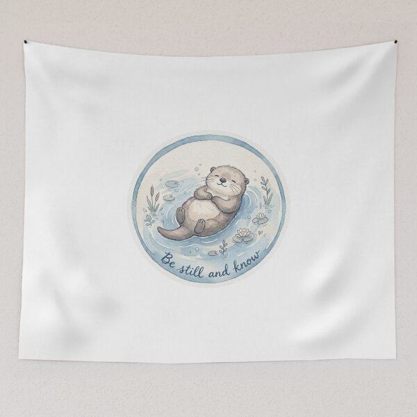 Item preview, Christian Cottagecore Otter Floating Tote Bag Psalm 46 Be Still and Know Bible Verse Faith Gift designed and sold by Small & Beloved.