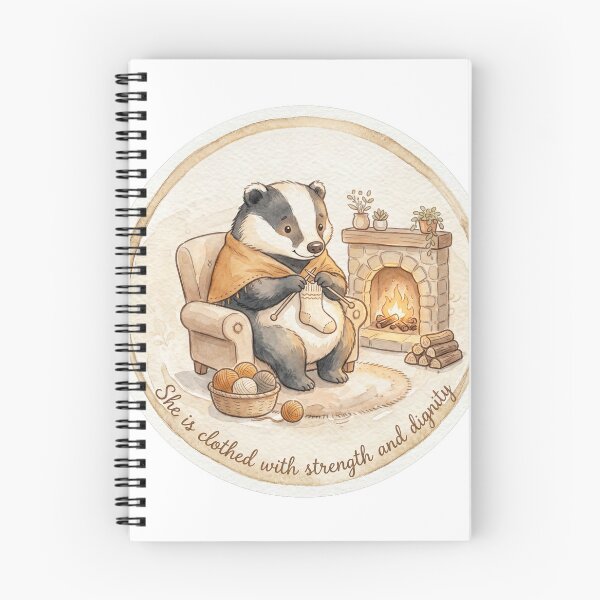 Item preview, Christian Cottagecore Badger Knitting Tote Bag Proverbs 31 She is Clothed With Strength Gift designed and sold by Small & Beloved.