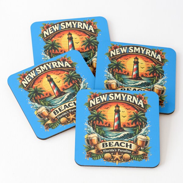 Item preview, New Smyrna Beach Florida Paradise Vintage Lighthouse Sunset Retro Beach Vacation designed and sold by CatLovers Studio.
