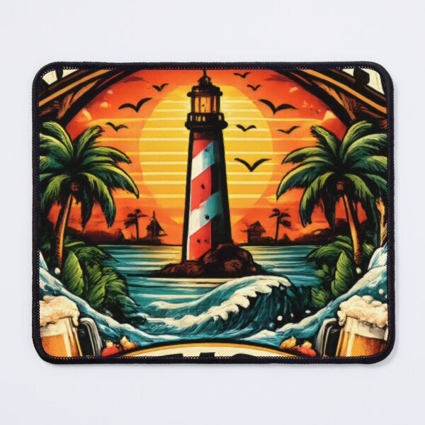 Item preview, New Smyrna Beach Florida Paradise Vintage Lighthouse Sunset Retro Beach Vacation designed and sold by CatLovers Studio.